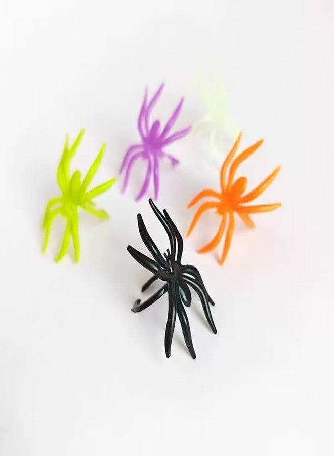 Yoblink Spider Rings,5 Colors 100Pcs Plastic Halloween Spider Rings - Image 3